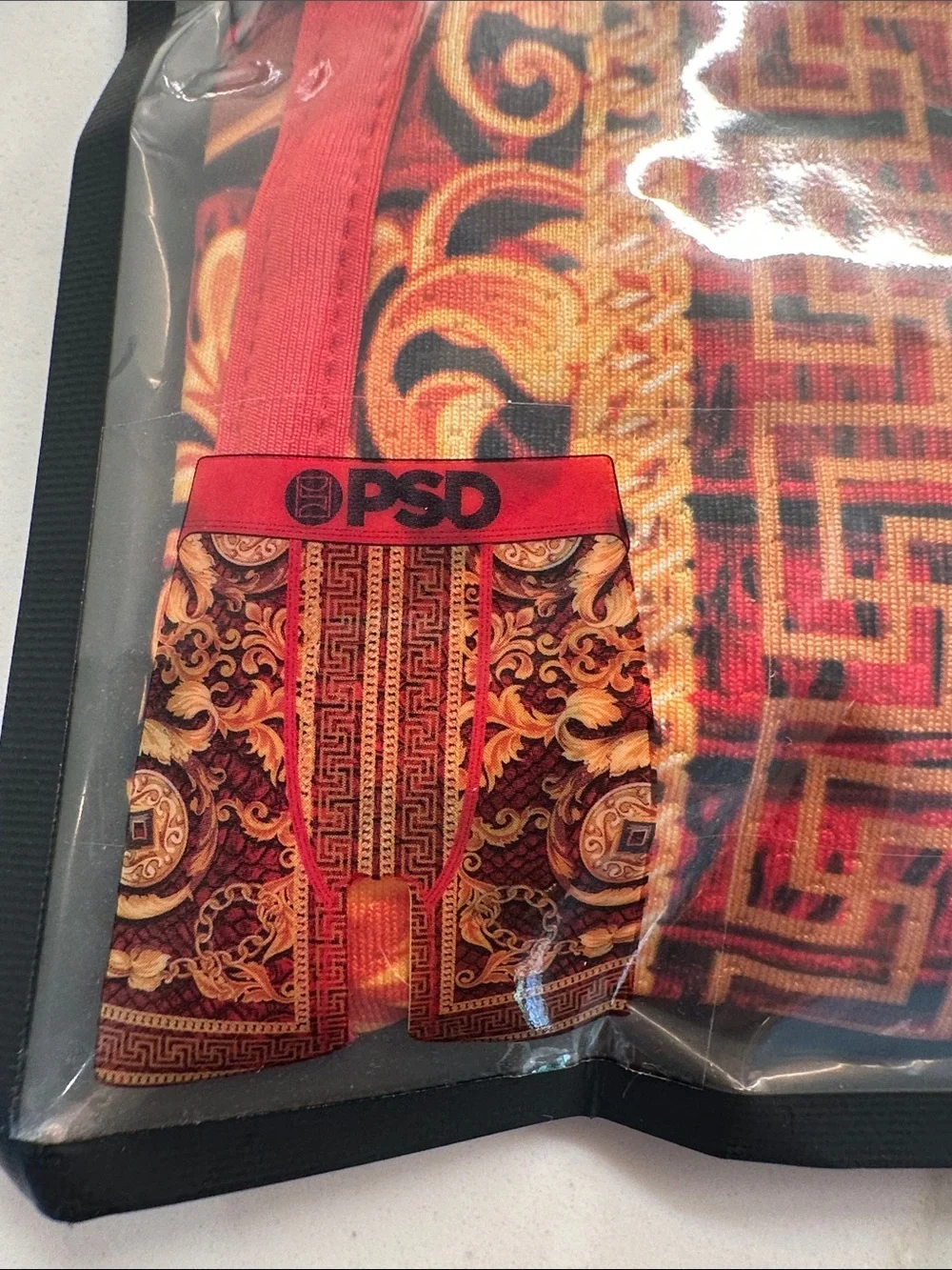 PSD Men’s Red & Gold Baroque Pattern Boxer Briefs